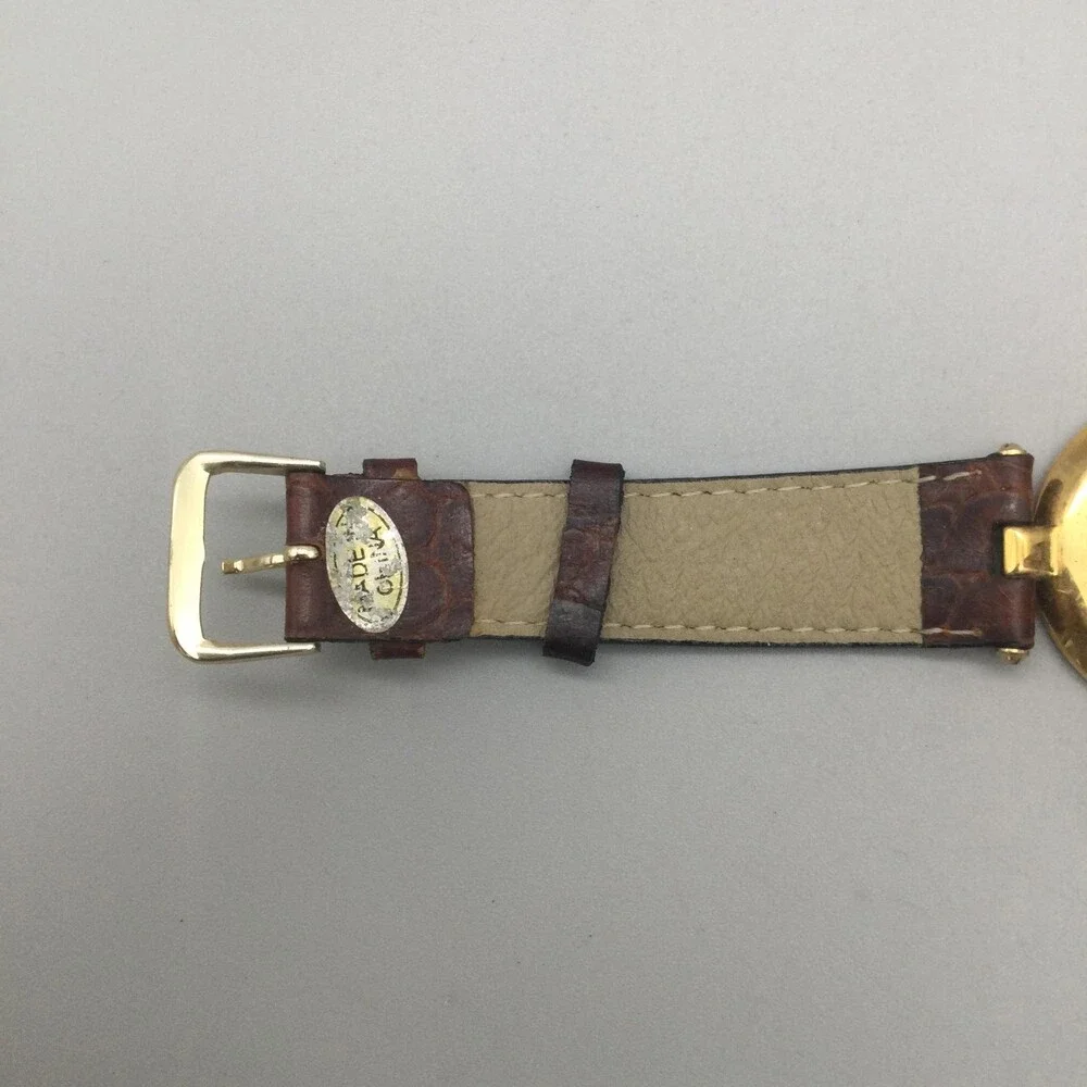De Solo Watch Women 32mm Diamond 18K Gold Plated Brown Leather Strap New Battery - Picture 10 of 15